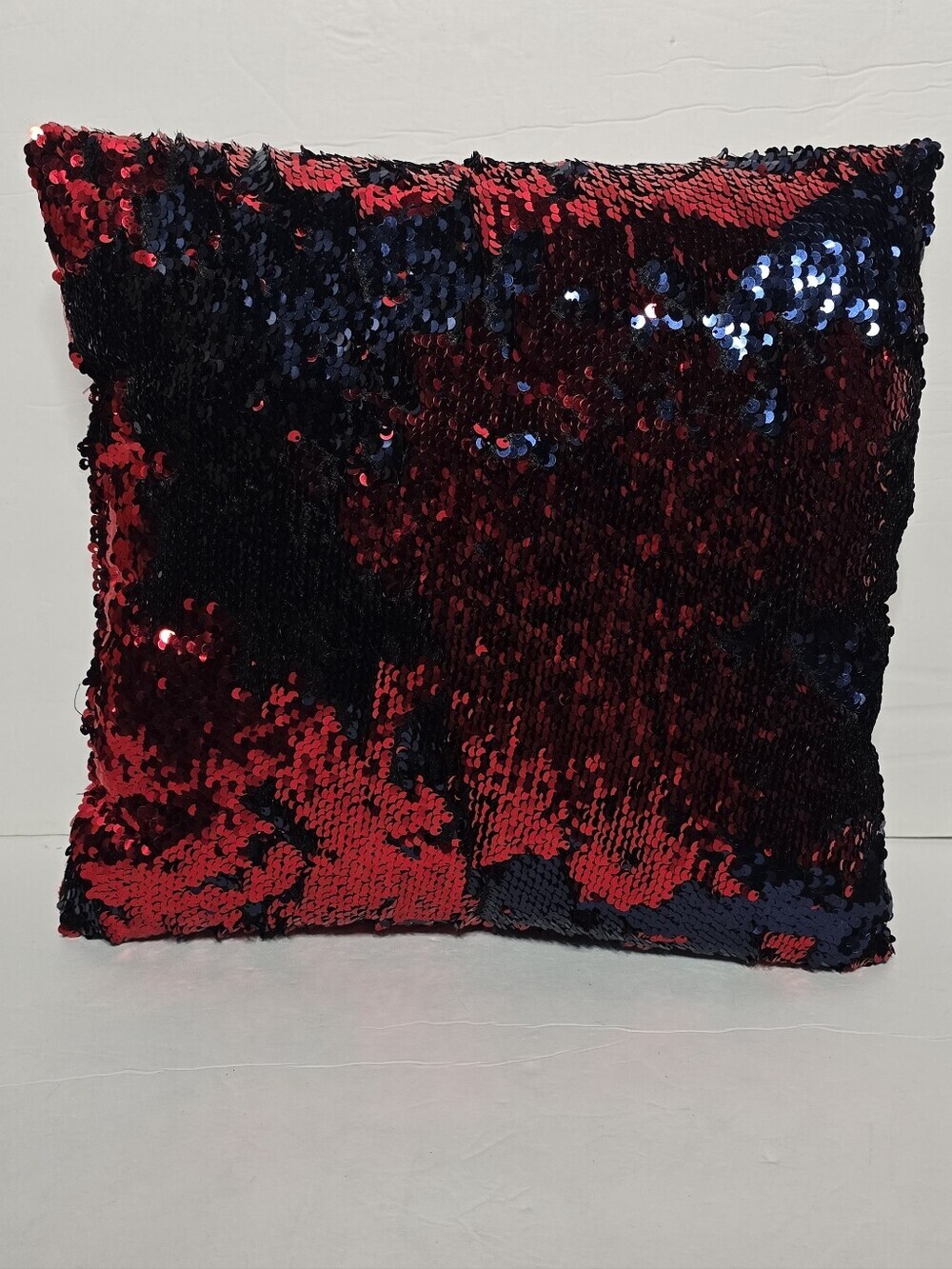 Sequin Flip Pillow Red and Blue 14'' x 14''